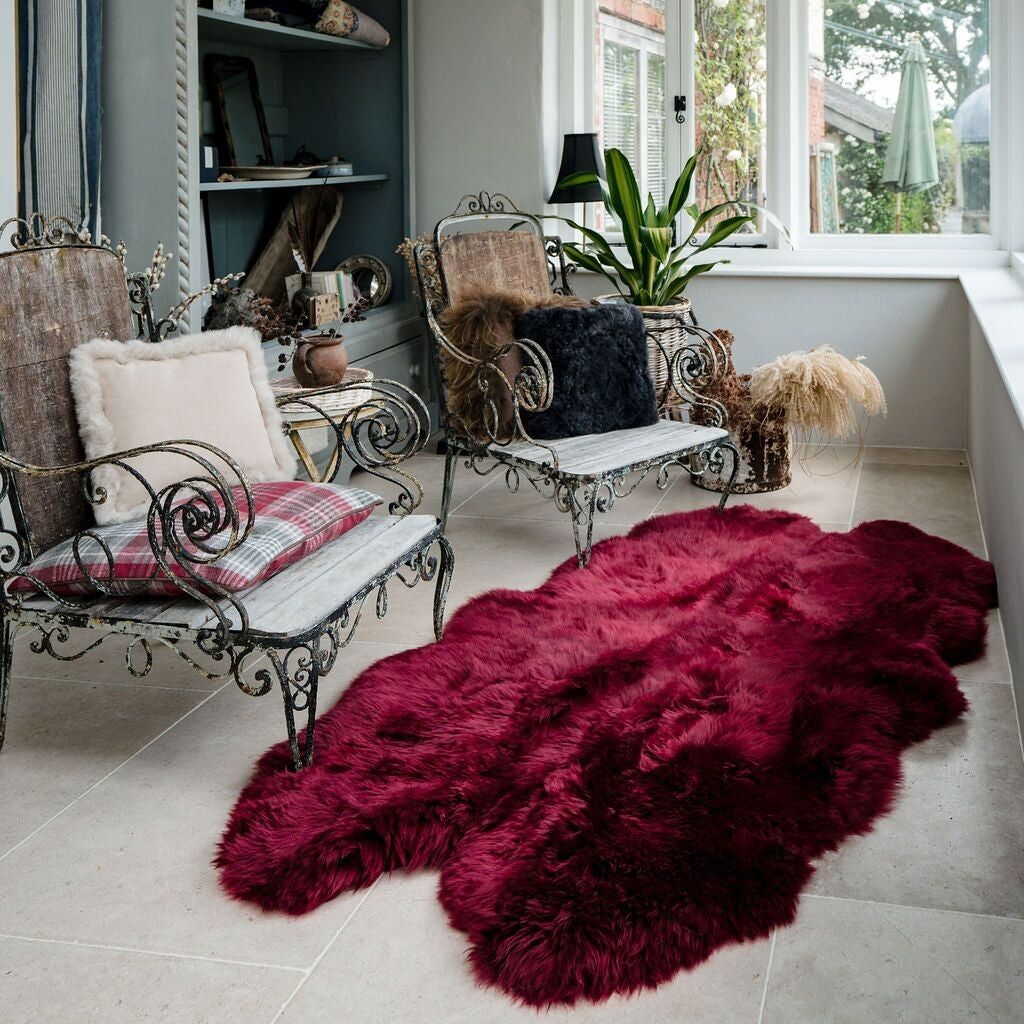 Tappeto in pelle di pecora rosso vino (Quad)