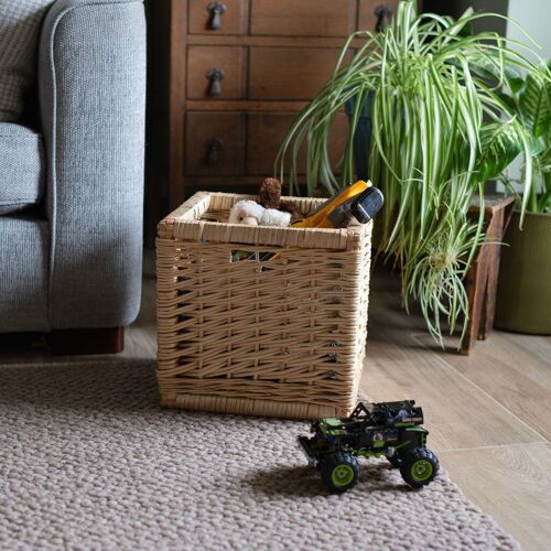 Natural Rapallo Wicker Double Weave Cube Storage Basket Bundle - Set of 4