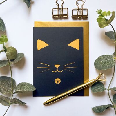 Tarjeta de gatito minimalista, Tarjeta para dueños de gatos