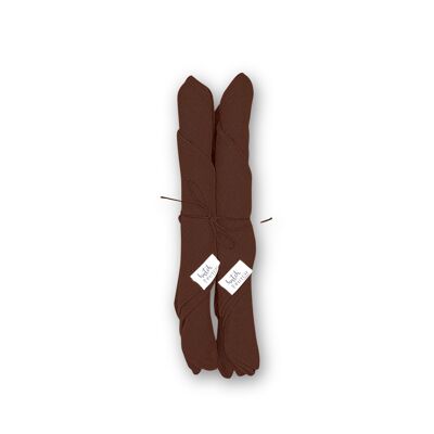 Serviettes en mousseline « Anne-Marie » • Marron foncé • Lot de 4
