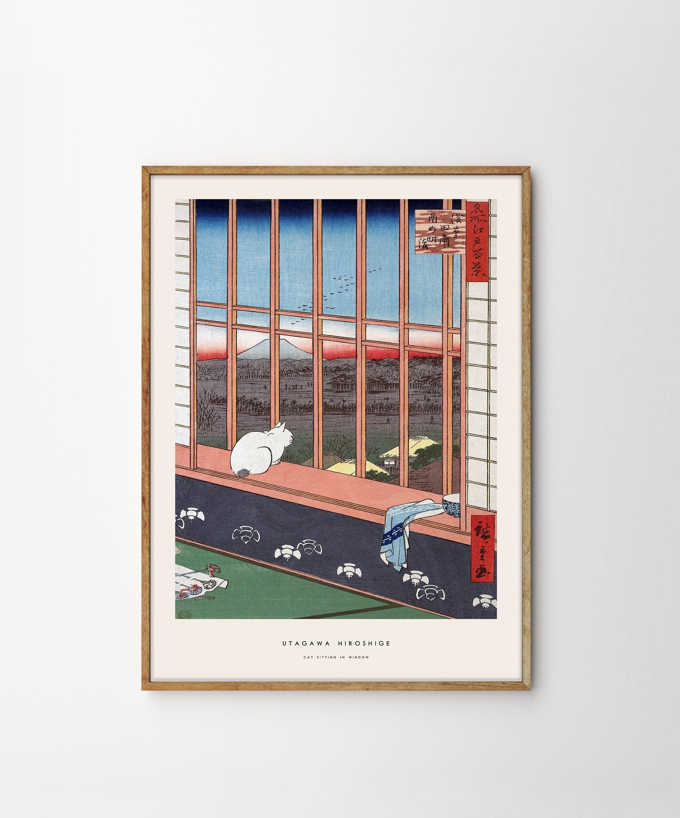 Utagawa Hiroshige, Katze sitzt im Fenster