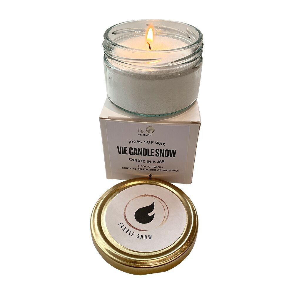 Vie Candle Snow im Glas, 80g, 5 Baumwolldochte