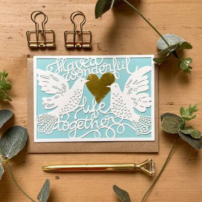 Tarjeta de boda de la paloma, tarjeta feliz juntos