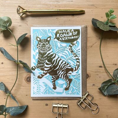 „Tigergeburtstag“ folierte Karte