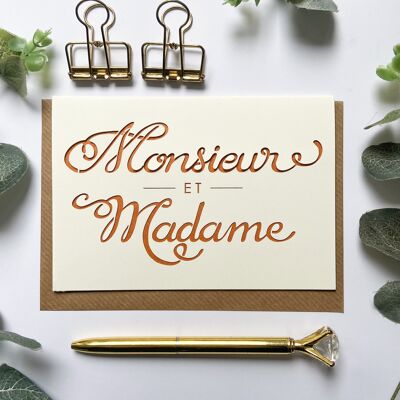 Tarjeta de Monsieur et Madame, invitación de boda francesa