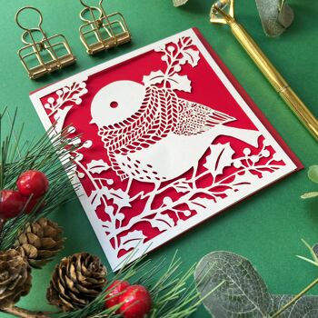 Carte de robin en écharpe, carte de robin de Noël 2