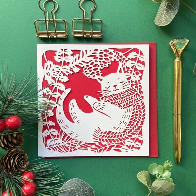 Ciervo de invierno en tarjeta de Navidad