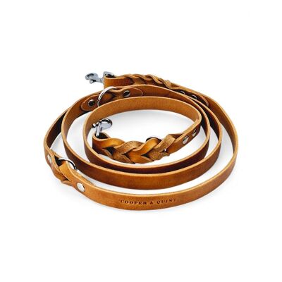 Twisted Switch Verstelbare Leren Hondenriem | Camello (coñac)
