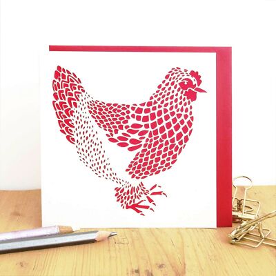 Hen blank card, Animal farm birthday card