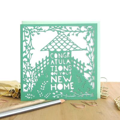 House on a hill card, Unique new home card