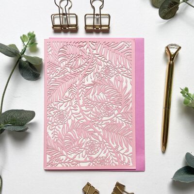 Rose and larkspur (pink) card