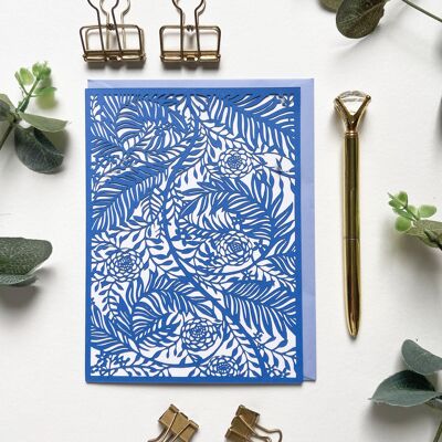 Rose and larkspur (BLUE) card
