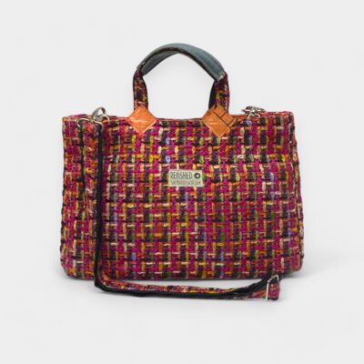 BORSA ISOLDA | Borsa sostenibile in tessuto tweed rosa