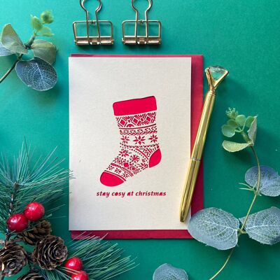 Santa stocking card, Santa Christmas card