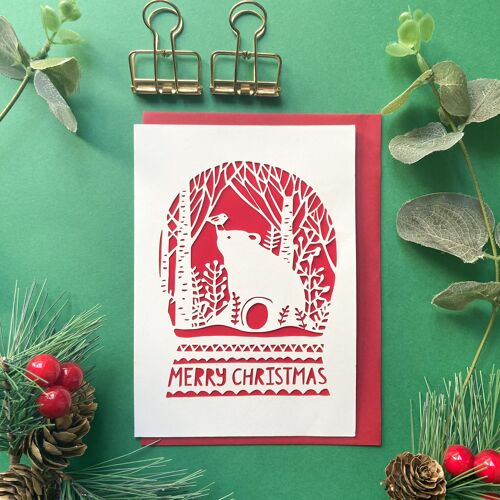 Winter snowglobe card, Christmas bear card