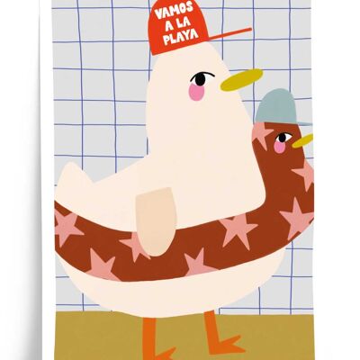 Illustrated poster Let's go to the beach - 30x40cm format