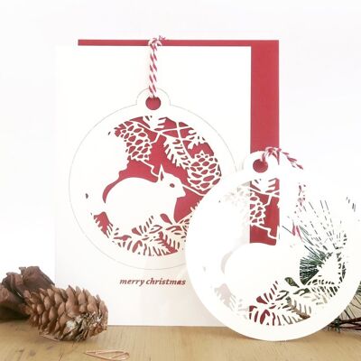 Pop out “Squirrel bauble” card