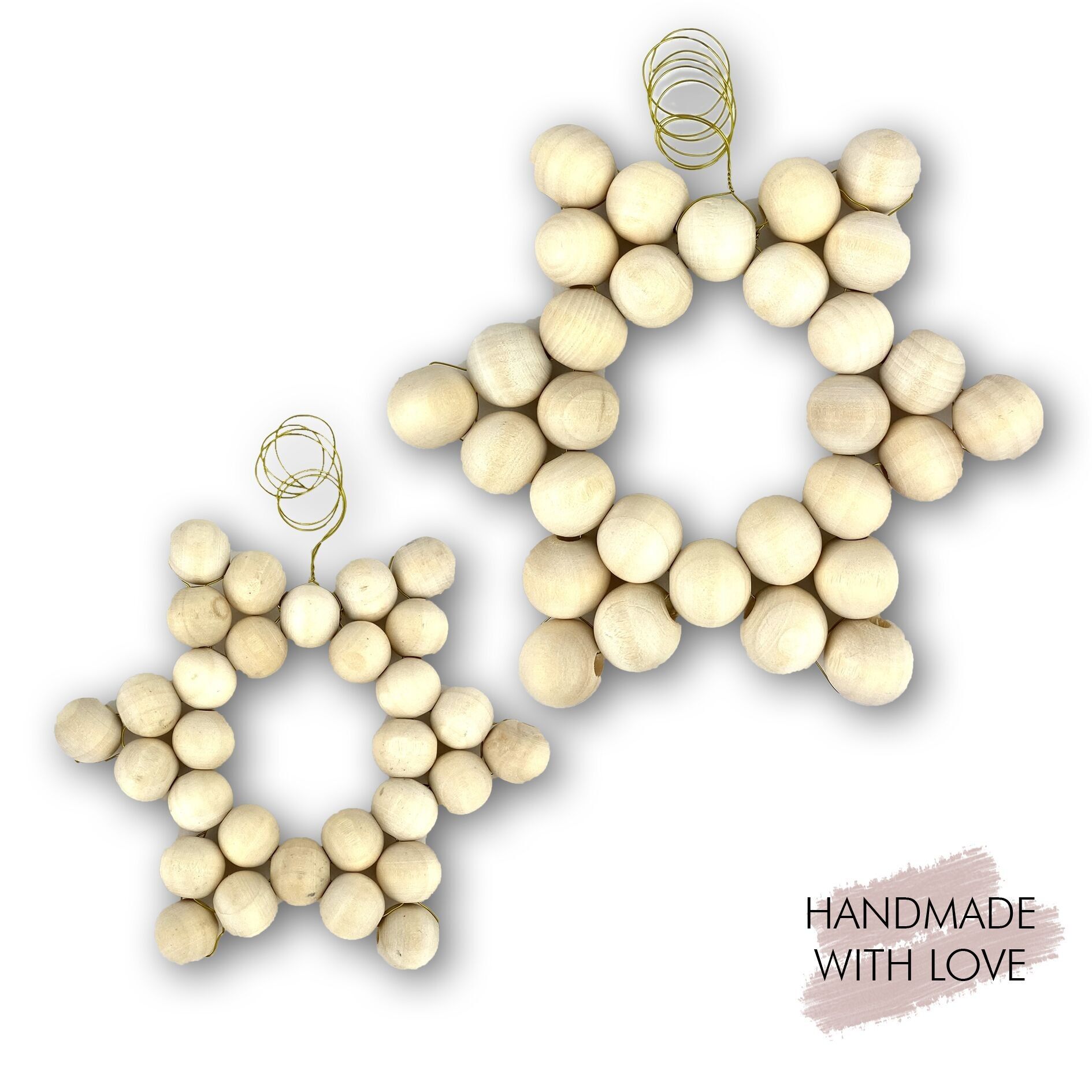 Perline di legno stella piccola e grande 10-15 cm