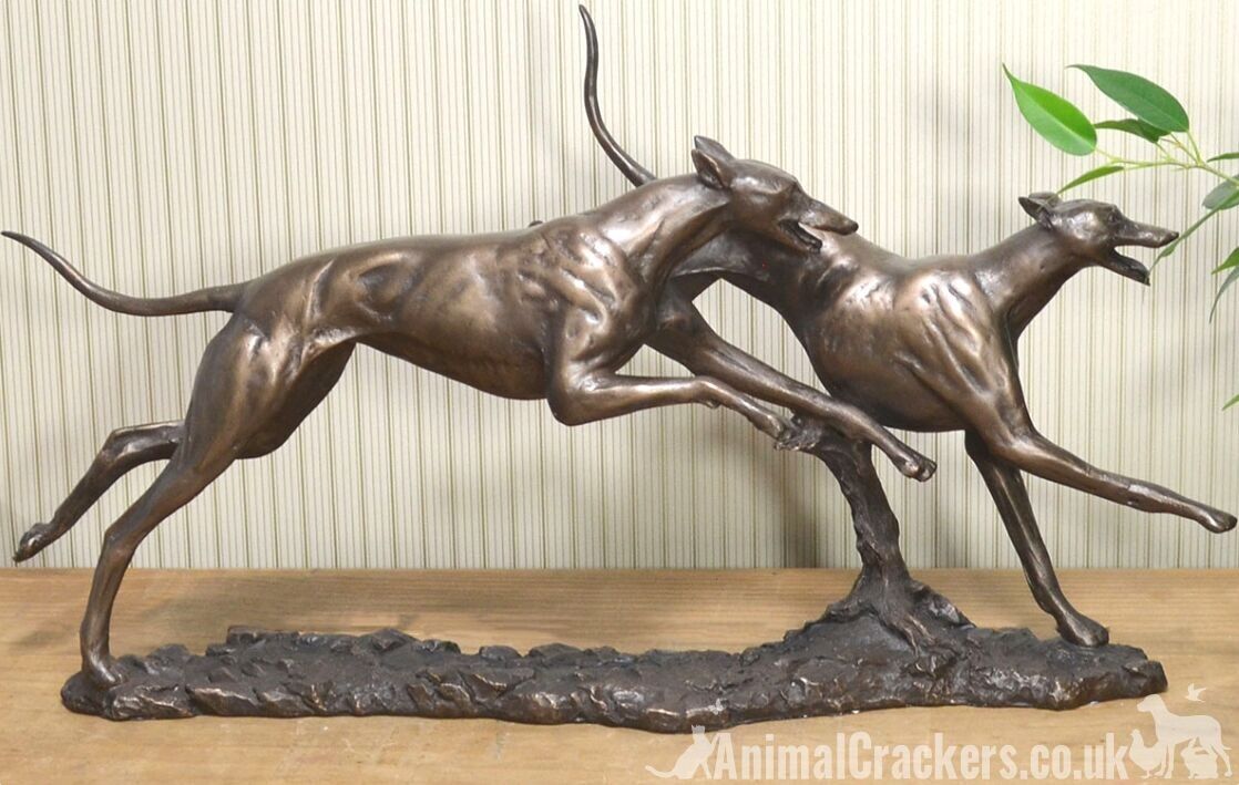 David Geenty 'Winner' große Racing Greyhounds Bronze Ornament Figur Skulptur