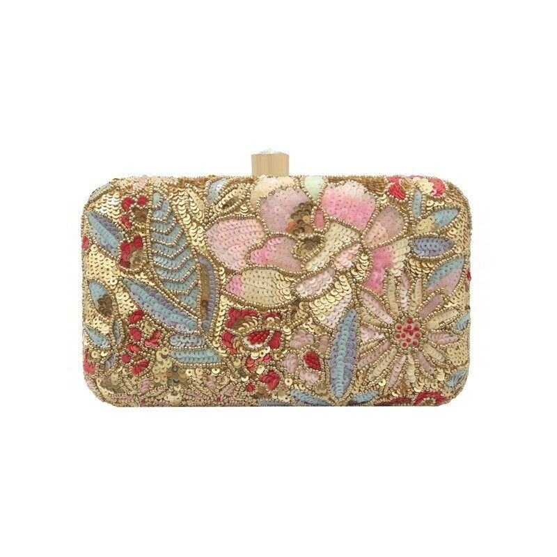 Borsa Sumati oro, rosa chiaro e blu