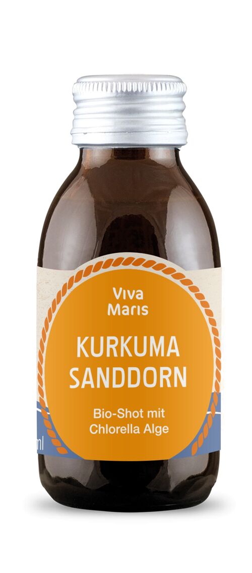 Viva Maris Bio Shot turmeric & sea buckthorn, vegan, 100ml in a brown bottle