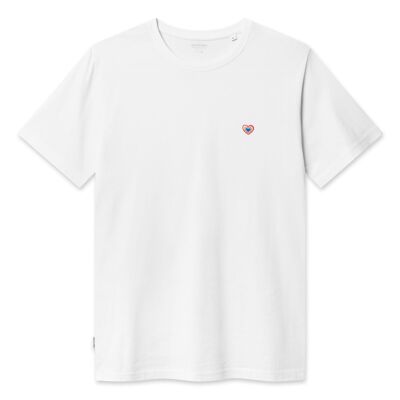 Camiseta Orgánica Peace & Love - Camiseta de algodón blanca con letras bordadas de corazón