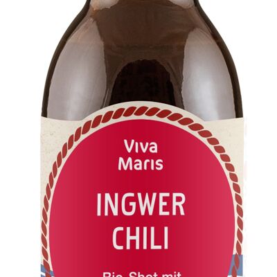 Viva Maris Bio Shot Ginger & Chili, vegano, 100ml en una botella marrón