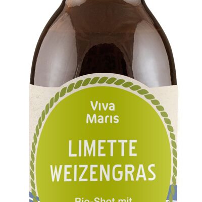 Viva Maris Bio Shot Lime & Wheatgrass, vegan, 100 ml in una bottiglia marrone