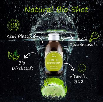 Viva Maris Bio Shot Lime & Agropyre, végétalien, 100 ml dans une bouteille brune 2