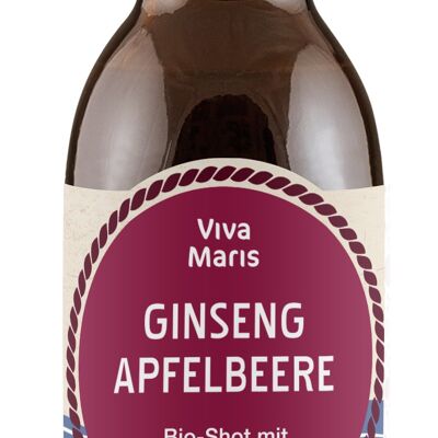 Viva Maris Bio Shot Ginseng & Chokeberry, vegan, 100ml in a brown bottle