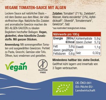 Sauce tomate bio aux ALGUES Viva Maris, vegan, 300ml 2