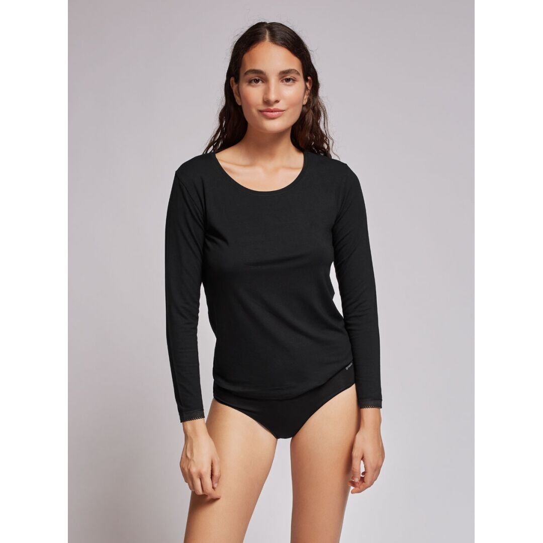 Maglietta intima a maniche lunghe Lenzing Modal - 1/0123 NERO