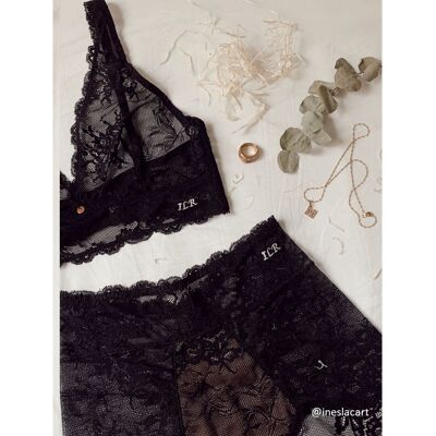 Culotte haute en tissu dentelle - 1/0445 NOIR