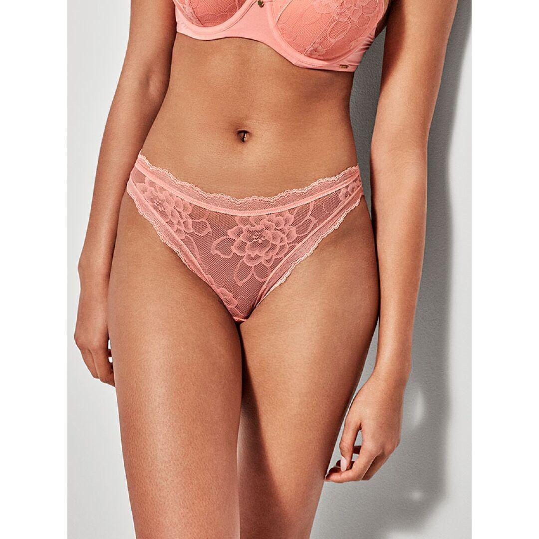 Mutandine classiche in tessuto di pizzo - 2/10056B CORAL
