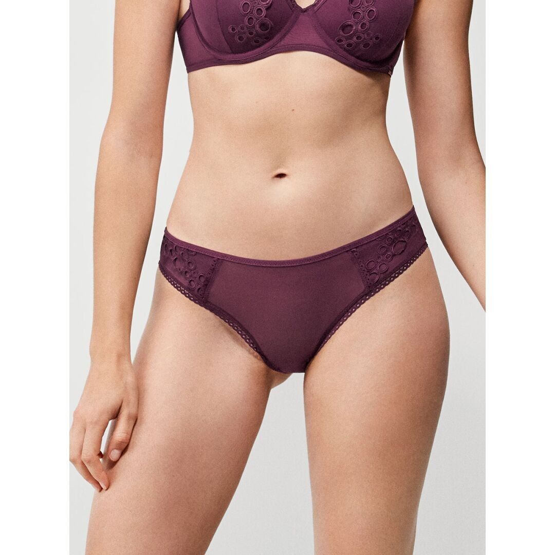 Mutandine classiche in tessuto di pizzo - 2/10070B EGGPLANT