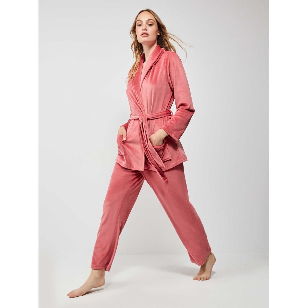 Geknoteter Bademantel und lange Microfleece-Hose – 2/20196S RASPBERRY