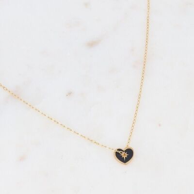 Collana Anzo in oro con cuore in smalto nero