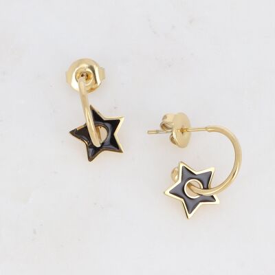 Golden Aldos hoop earrings with black enamel star
