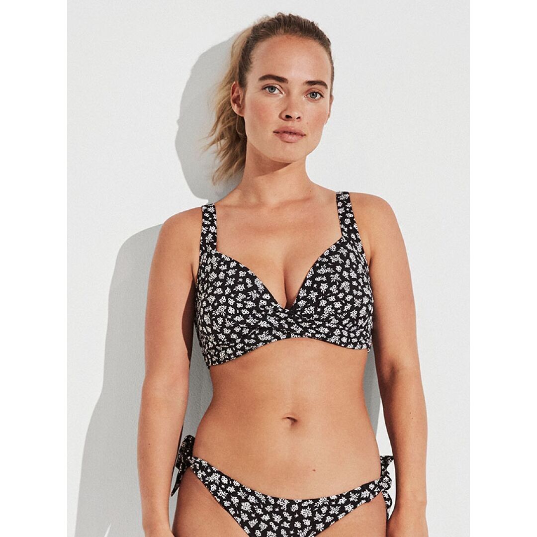 Bikini top capiente senza coppe con ferretto C e D tessuto stampa fiori - 2/30080T FLORES