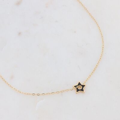 Gold Aldos necklace with black enamel star