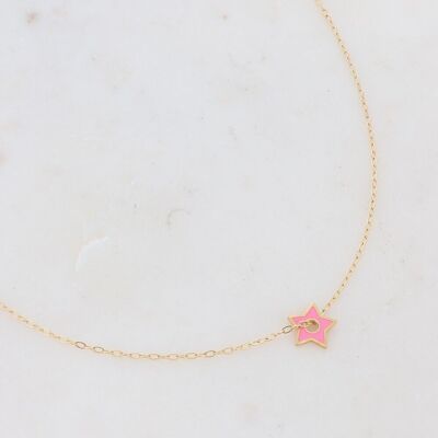 Gold Aldos necklace with pink enamel star