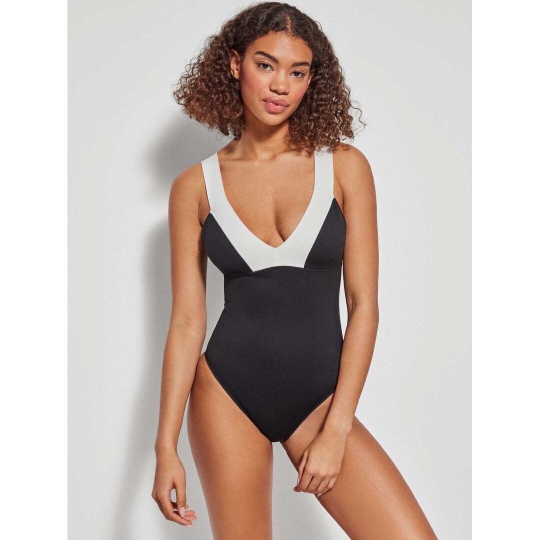 Costume intero senza ferretto con scollo a V - 2/30129U NERO