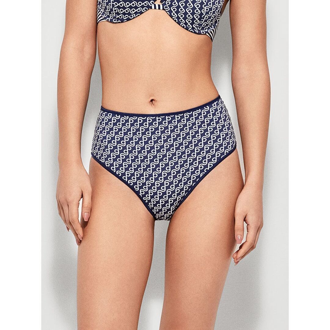 Hohe Bikinihose mit Streifenmuster – 2/30160B PRINTED