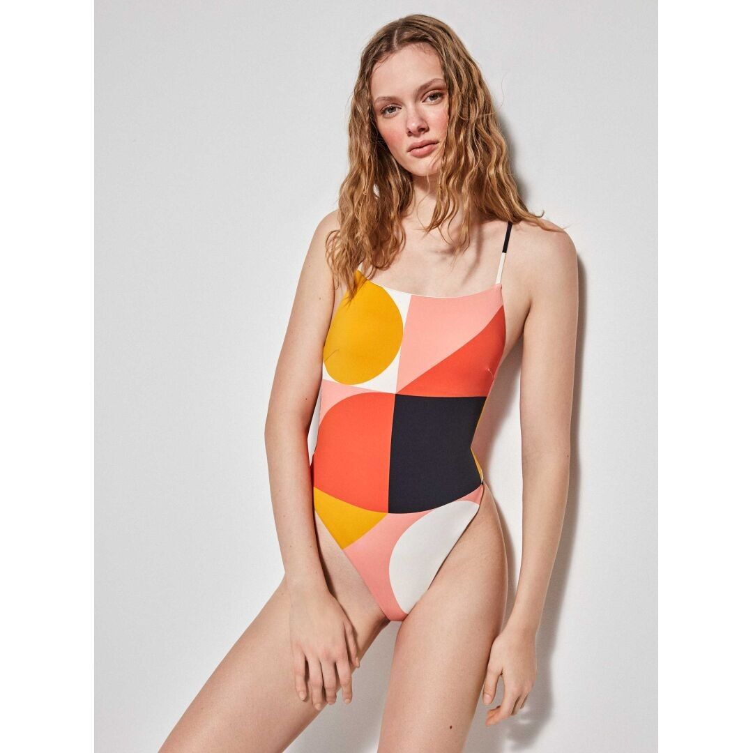 Costume da bagno con stampa geometrica in schiuma rimovibile - 2/30165U PRINTED