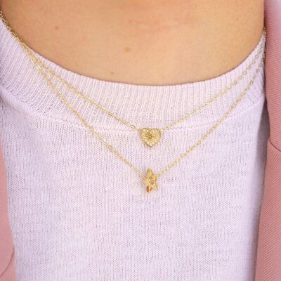 Aldos shiny golden necklace with white zirconias