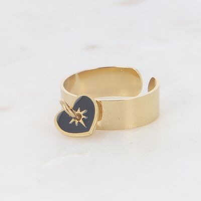 Golden Anzo ring and black enamel heart