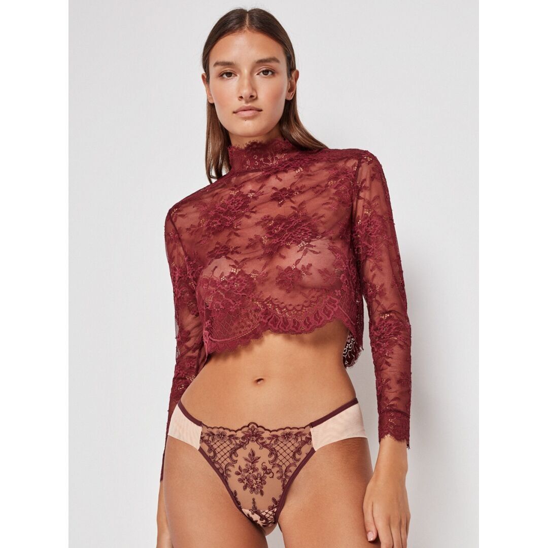 T-shirt in pizzo semitrasparente - 3/0351 WINE