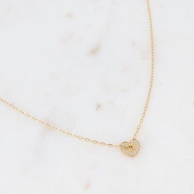 Anzo shiny gold necklace with white zirconias