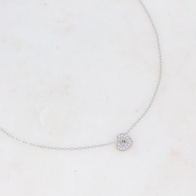 Anzo shiny rhodium necklace with white zirconias