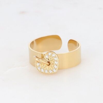 Golden anzo shiny ring and white zirconias